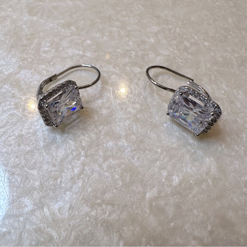 Nwt Jtv Sterling Silver White Diamond Dangle Earrings